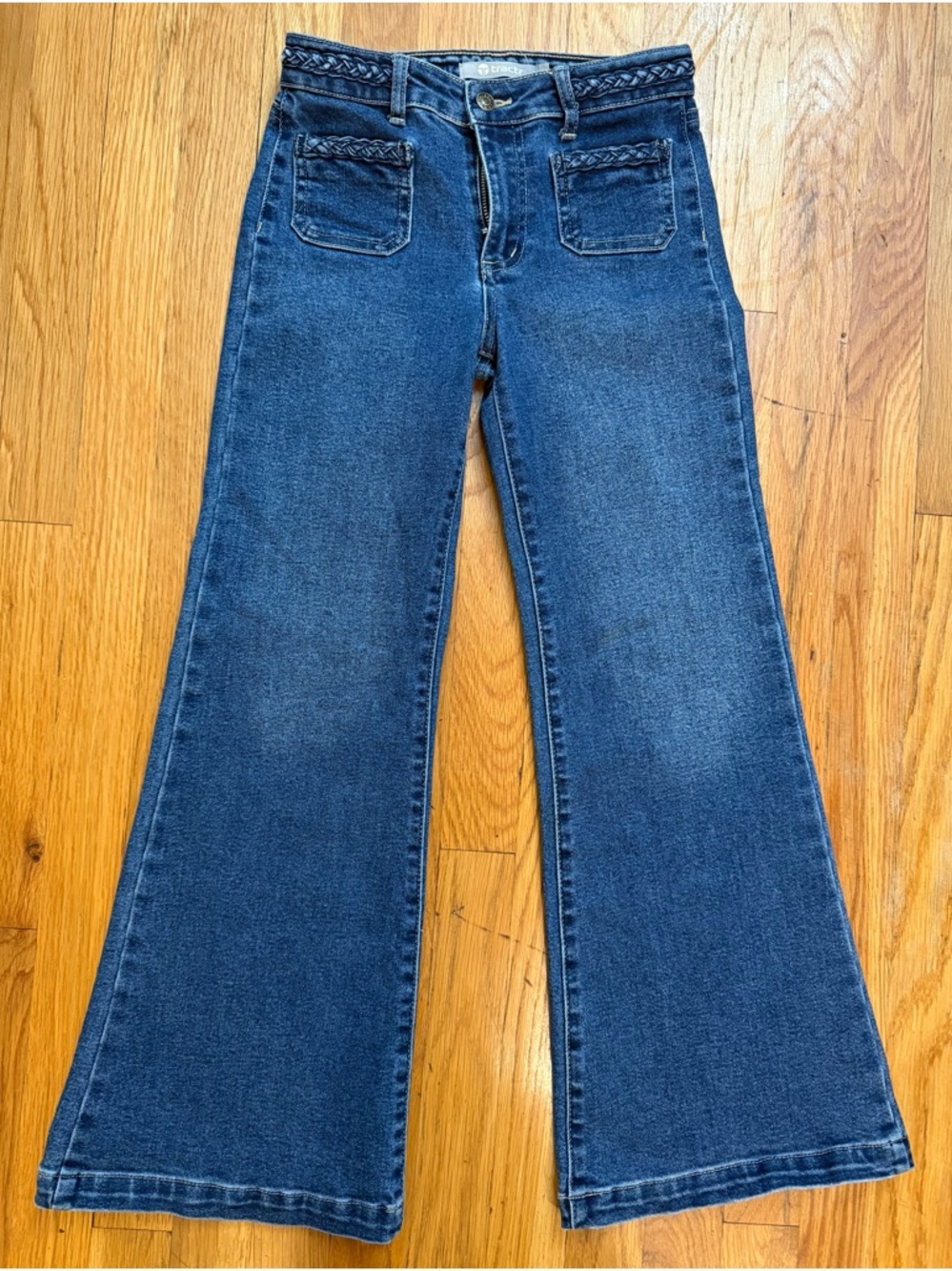 Girls Flared Jeans with Braided Waist Trim